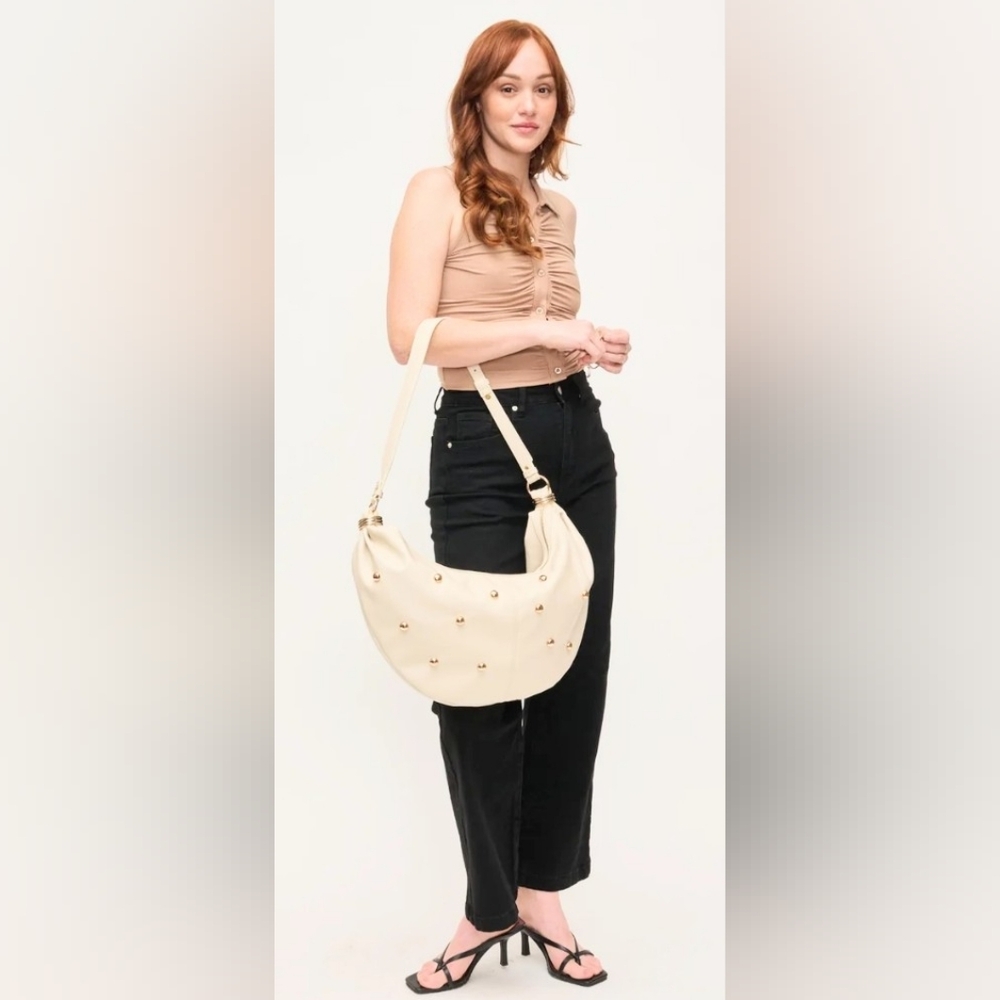 Urban Expressions NWT Bianca Vegan Leather Hobo Shoulder Bag With Gold Accents.
